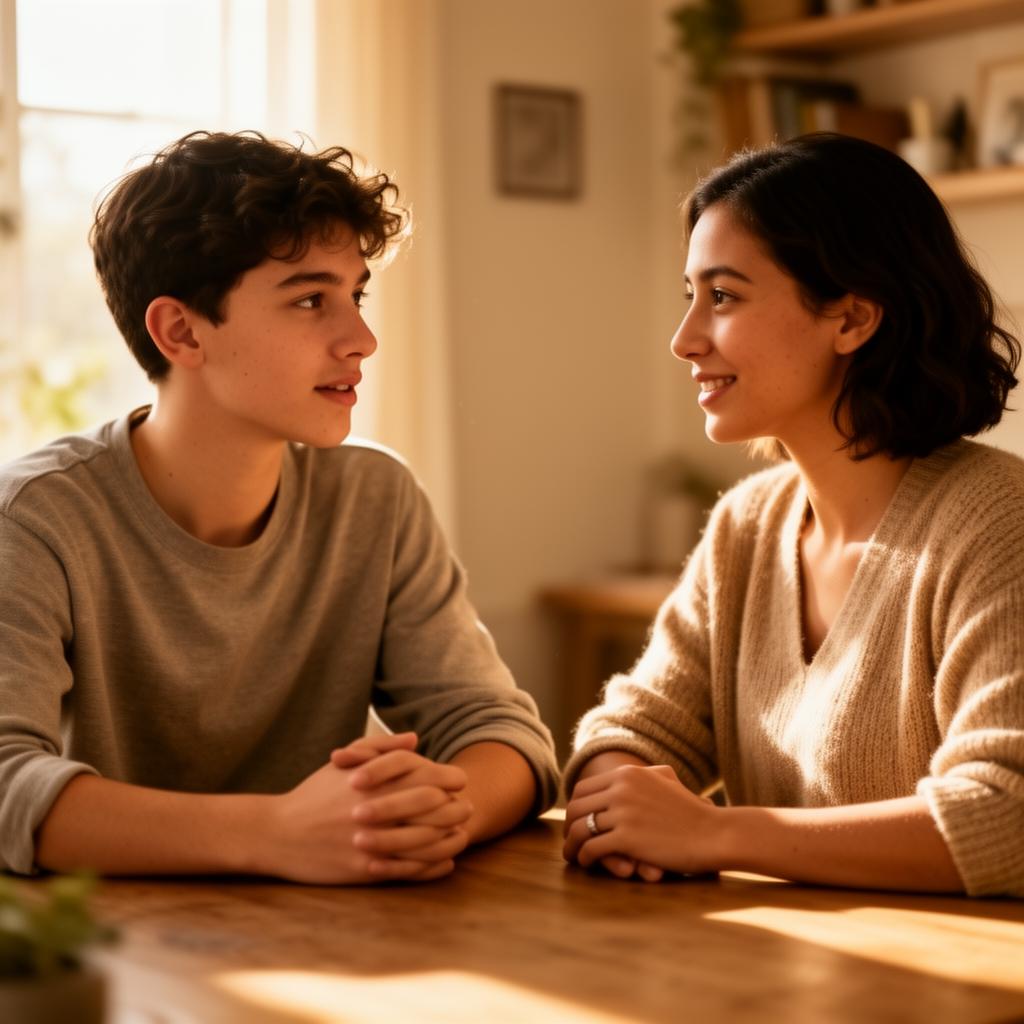 Parent mentoring a teenager